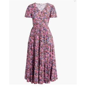 J. Crew Factory Dress Floral Midi Tiered Cottagecore Feminine Size 4